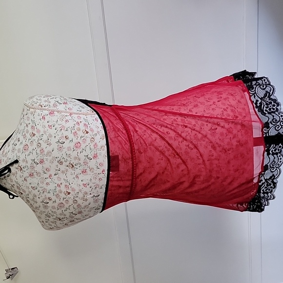 Frederick's of Hollywood Black and Red Lace Chemise Size Large - Picture 5 of 6